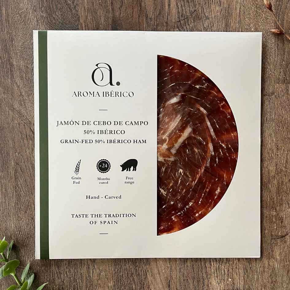 Jamón Ibérico de Cebo de Campo 50% (100g) - 50% Iberico Cebo de Campo Skinke - Aroma Ibérico