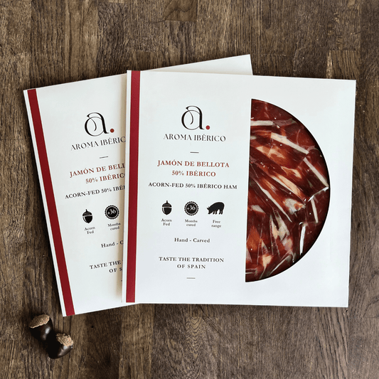 BOX JAMÓN IBÉRICO BELLOTA (200g) - 50% Ibérico Bellota Skinke - Aroma Ibérico