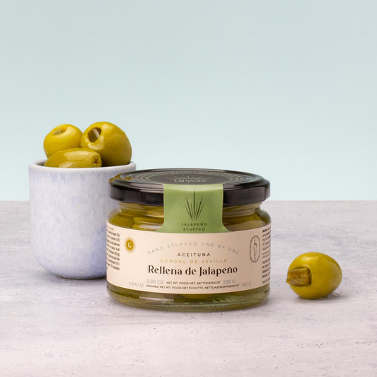 Gordal Oliven med Jalapeño | 140g - Aroma Ibérico